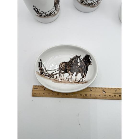 Clydesdale Plowhorse Farmer 4 Piece Bathroom Accessory Set Allure Vtg 2005 EUC - Picture 5 of 13